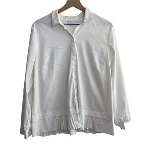 J.‎ Jill Women White Shirt Collection White Button Up Pleated Hem Size Small.